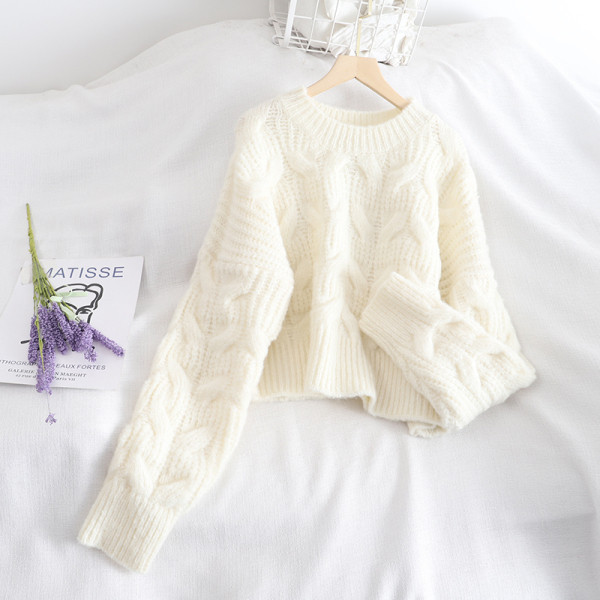 Női széles pulóver modell öt színben, kerek nyakkivágással