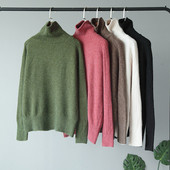 Női téli pulóver magas gallérral, zöld, rózsaszín, barna, fehér és fekete színekben