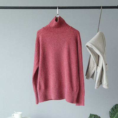 Női téli pulóver magas gallérral, zöld, rózsaszín, barna, fehér és fekete színekben