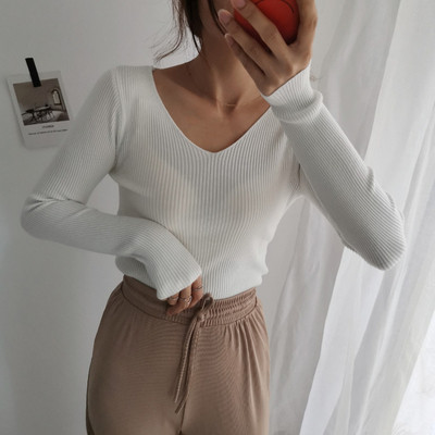 Bluză de damă cu decolteu în V în mai multe culori