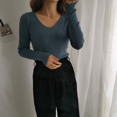 Bluză de damă cu decolteu în V în mai multe culori