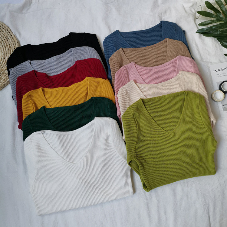 Bluză de damă cu decolteu în V în mai multe culori