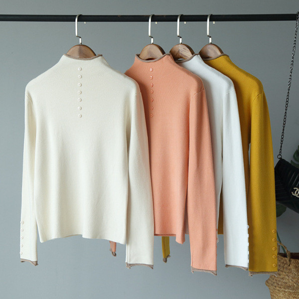 Bluză de damă modernă cu nasturi în alb, negru, galben și roz