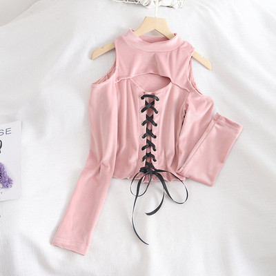 Bluza de dama din catifea in mai multe culori cu cravate si decolteu rotund