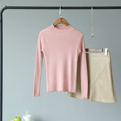 Bluza de dama toamna-iarna cu decolteu rotund in roz, galben, rosu, bej si alb