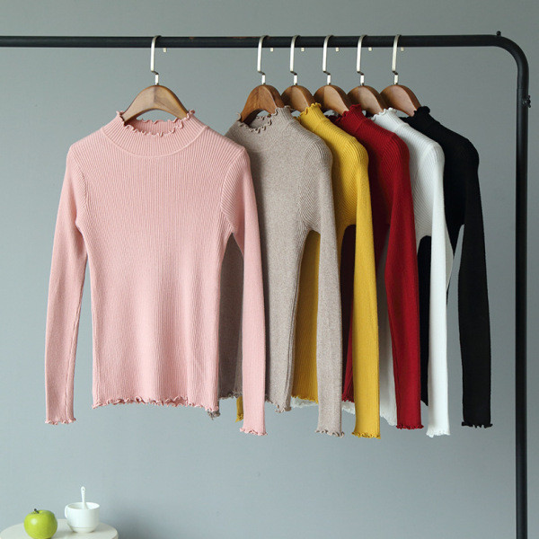 Bluza de dama toamna-iarna cu decolteu rotund in roz, galben, rosu, bej si alb