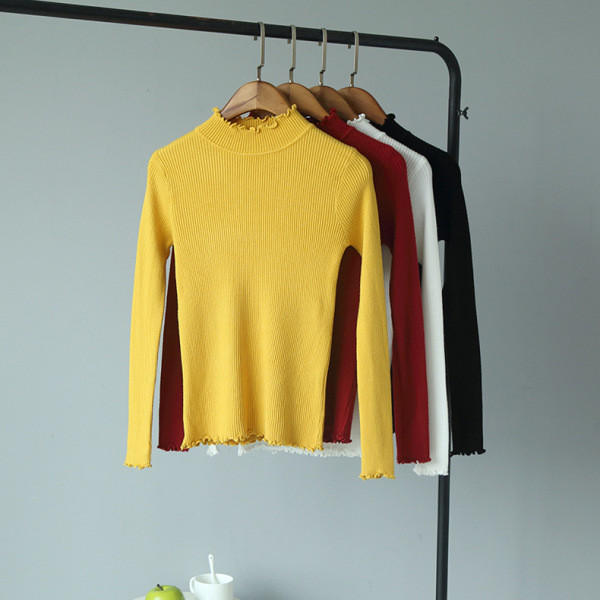 Bluza de dama toamna-iarna cu decolteu rotund in roz, galben, rosu, bej si alb