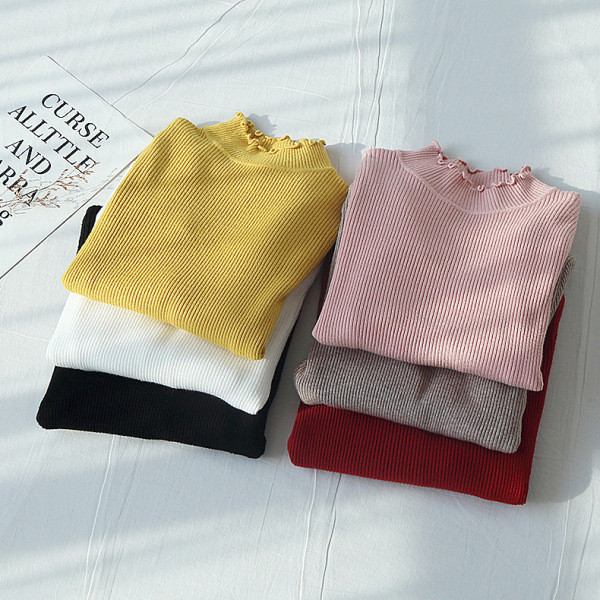 Bluza de dama toamna-iarna cu decolteu rotund in roz, galben, rosu, bej si alb