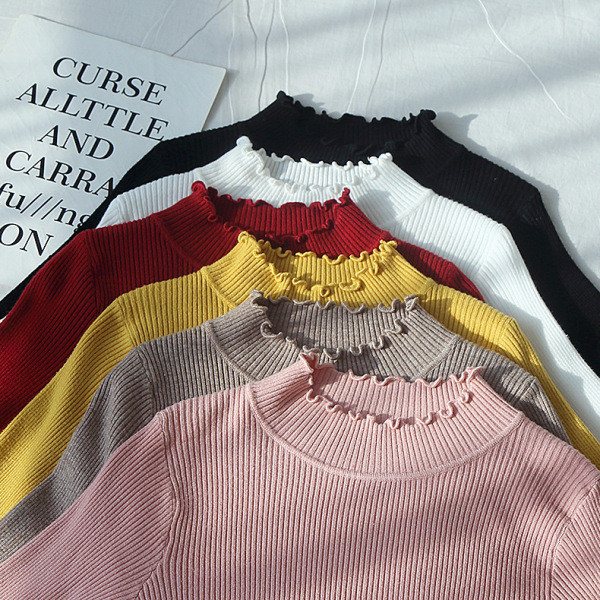 Bluza de dama toamna-iarna cu decolteu rotund in roz, galben, rosu, bej si alb