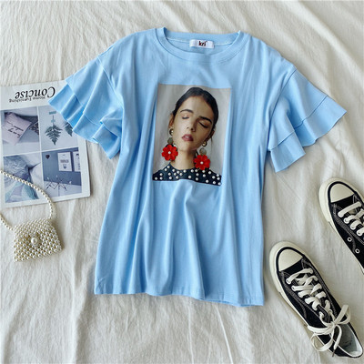 Alkalmi női póló rátéttel és rövid ujjú sárga, kék, lila, fehér és bordó színben