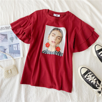 Alkalmi női póló rátéttel és rövid ujjú sárga, kék, lila, fehér és bordó színben