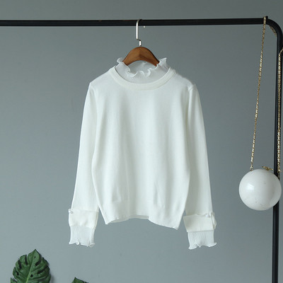 Őszi női blúz kerek nyakkivágással, zöld, fehér, fekete, rózsaszín és sárga színben