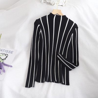 Női retro stílusú pulóver négy színben, félmagas gallérral