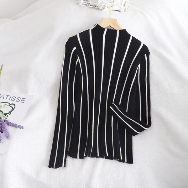 Női retro stílusú pulóver négy színben, félmagas gallérral