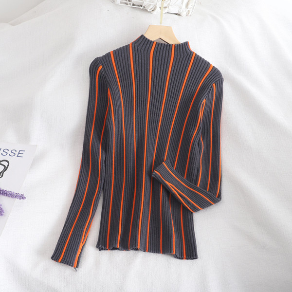 Női retro stílusú pulóver négy színben, félmagas gallérral