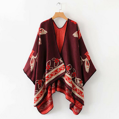 Napi téli poncsó piros, fekete, barna és bordó színekben