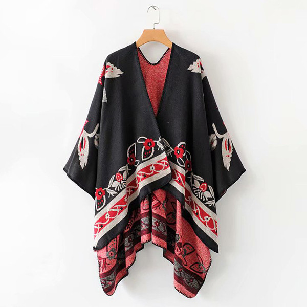 Napi téli poncsó piros, fekete, barna és bordó színekben