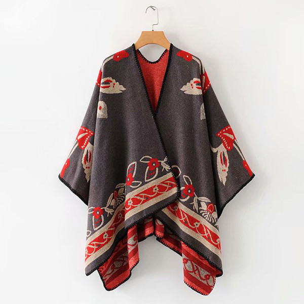 Napi téli poncsó piros, fekete, barna és bordó színekben