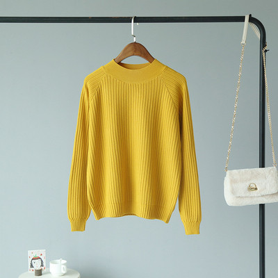 Őszi-téli blúz kerek nyakkivágással fehér, fekete, sárga és rózsaszín színekben