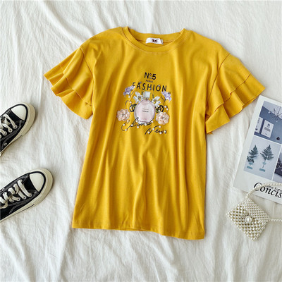 Modern női póló rátéttel és ovális nyakkivágással több színben