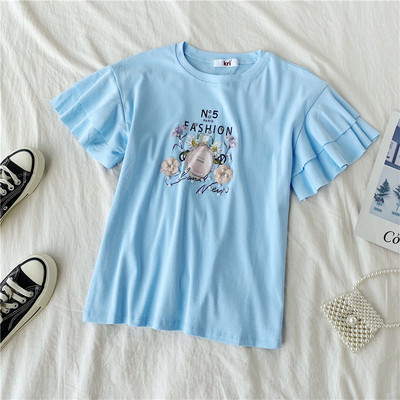 Modern női póló rátéttel és ovális nyakkivágással több színben