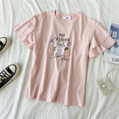 Modern női póló rátéttel és ovális nyakkivágással több színben