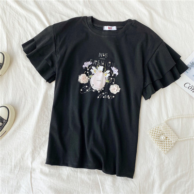 Modern női póló rátéttel és ovális nyakkivágással több színben