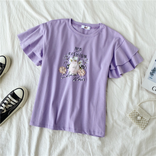 Modern női póló rátéttel és ovális nyakkivágással több színben