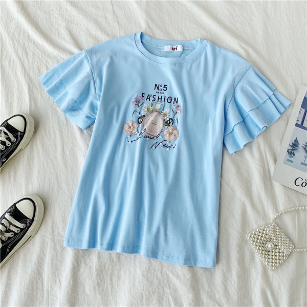 Modern női póló rátéttel és ovális nyakkivágással több színben