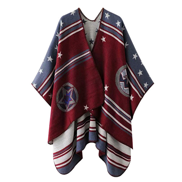 Vékony kötésből készült női poncsó kék, zöld és piros színben