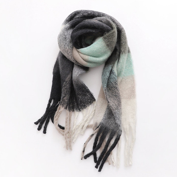 Női téli kockás sál rojtokkal, négy színben