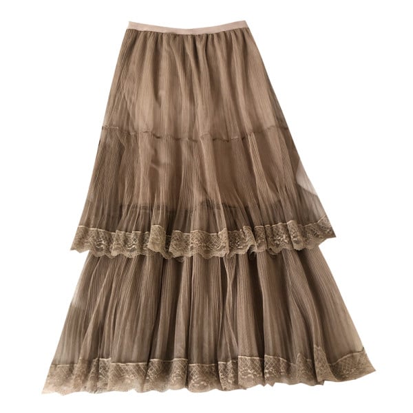 Hosszú női szoknya öt színben, csipkével és gumírozott derékkal