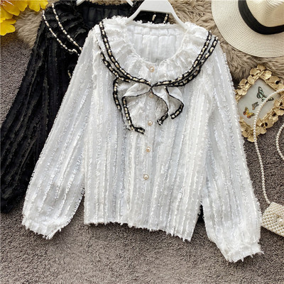 Modern női ing gombokkal és hosszú ujjú, két színben