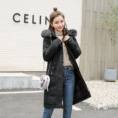 Női téli kabát kapucnival és derékkötővel - hosszú modell sárga, rózsaszín, zöld, fehér és fekete színben