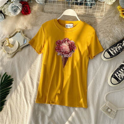 Modern női blúz színes rátéttel és rövid ujjú öt színben