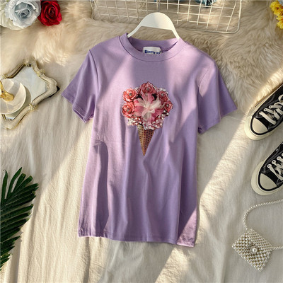 Modern női blúz színes rátéttel és rövid ujjú öt színben