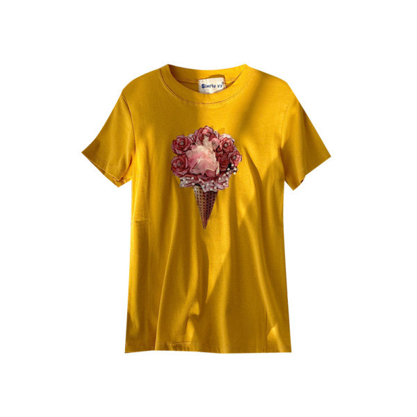 Modern női blúz színes rátéttel és rövid ujjú öt színben