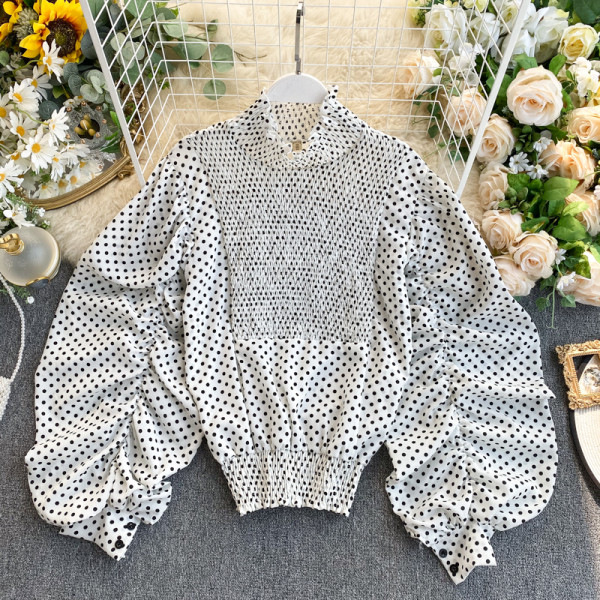 Modern női blúz barna, fehér és fekete színben, széles ujjal