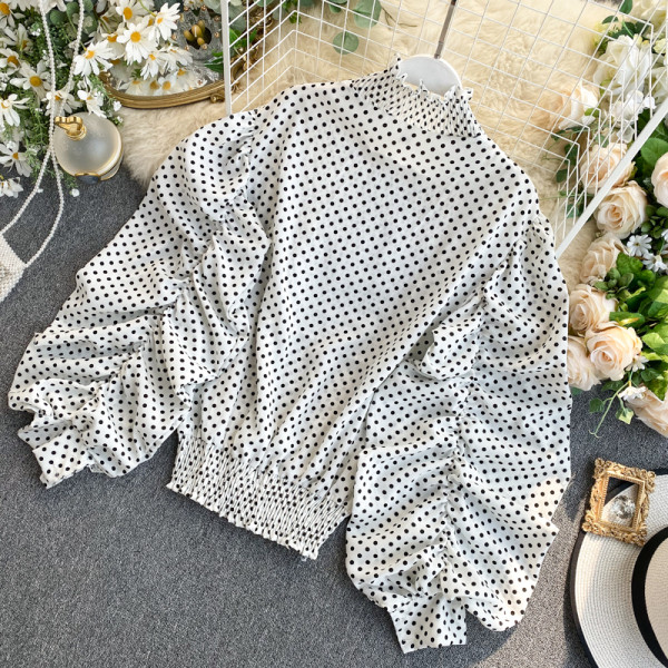 Modern női blúz barna, fehér és fekete színben, széles ujjal