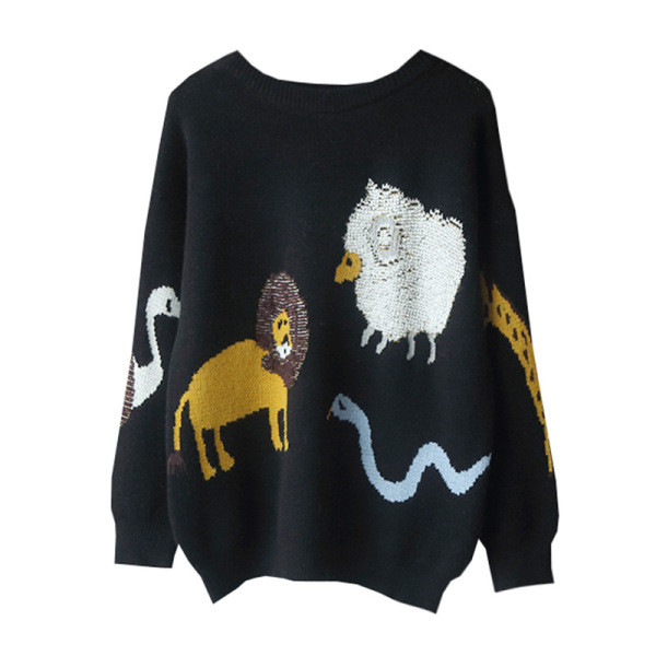 ÚJ Női téli pulóver flitteres elemmel, fekete színben