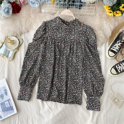 Cămașă modernă de damă cu guler înalt și mâneci lungi în diferite culori