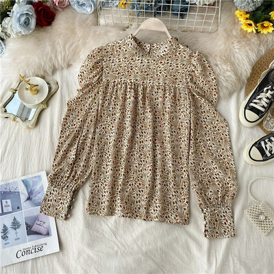 Cămașă modernă de damă cu guler înalt și mâneci lungi în diferite culori