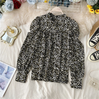 Cămașă modernă de damă cu guler înalt și mâneci lungi în diferite culori