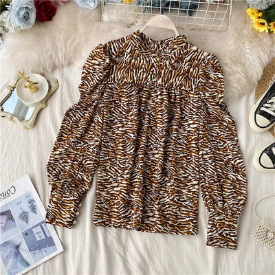 Cămașă modernă de damă cu guler înalt și mâneci lungi în diferite culori