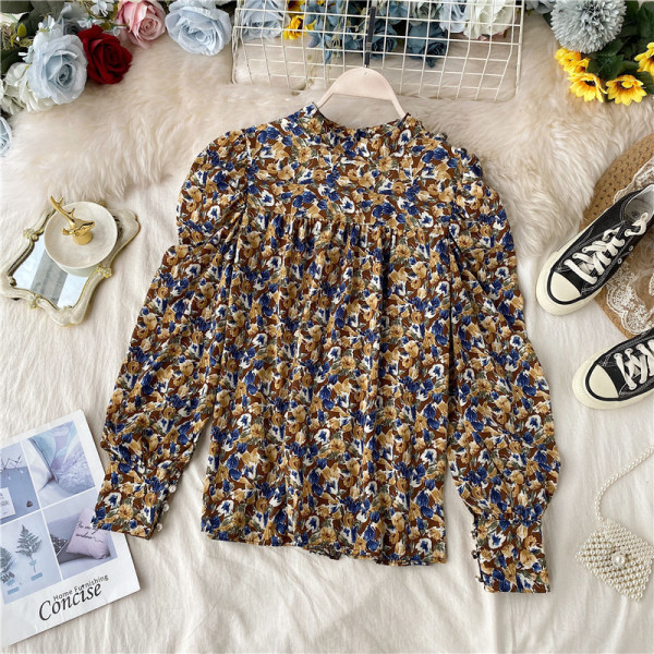 Cămașă modernă de damă cu guler înalt și mâneci lungi în diferite culori