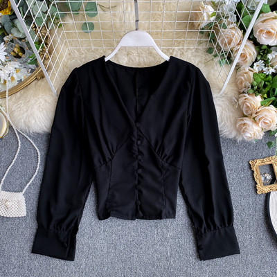 Cămașă de damă în stil retro în mai multe culori cu decolteu în V