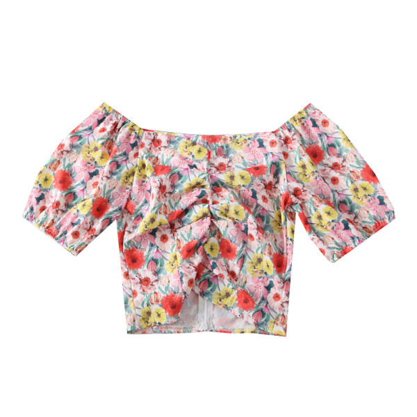 Új modell női blúz virágos motívumokkal és csónakos nyakkivágással, három színben