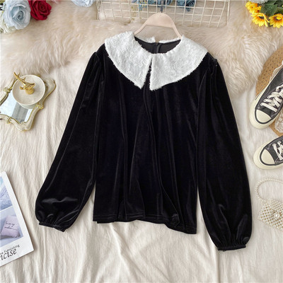 Modern női bársony ing hátul cipzárral négy színben