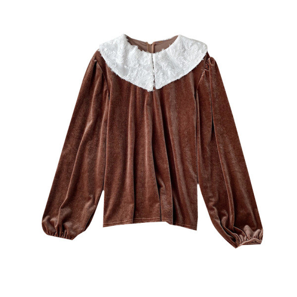 Modern női bársony ing hátul cipzárral négy színben