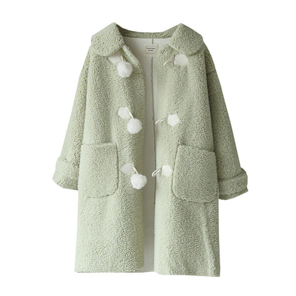 Női téli pehelykabát zöld és bézs színű zsebekkel